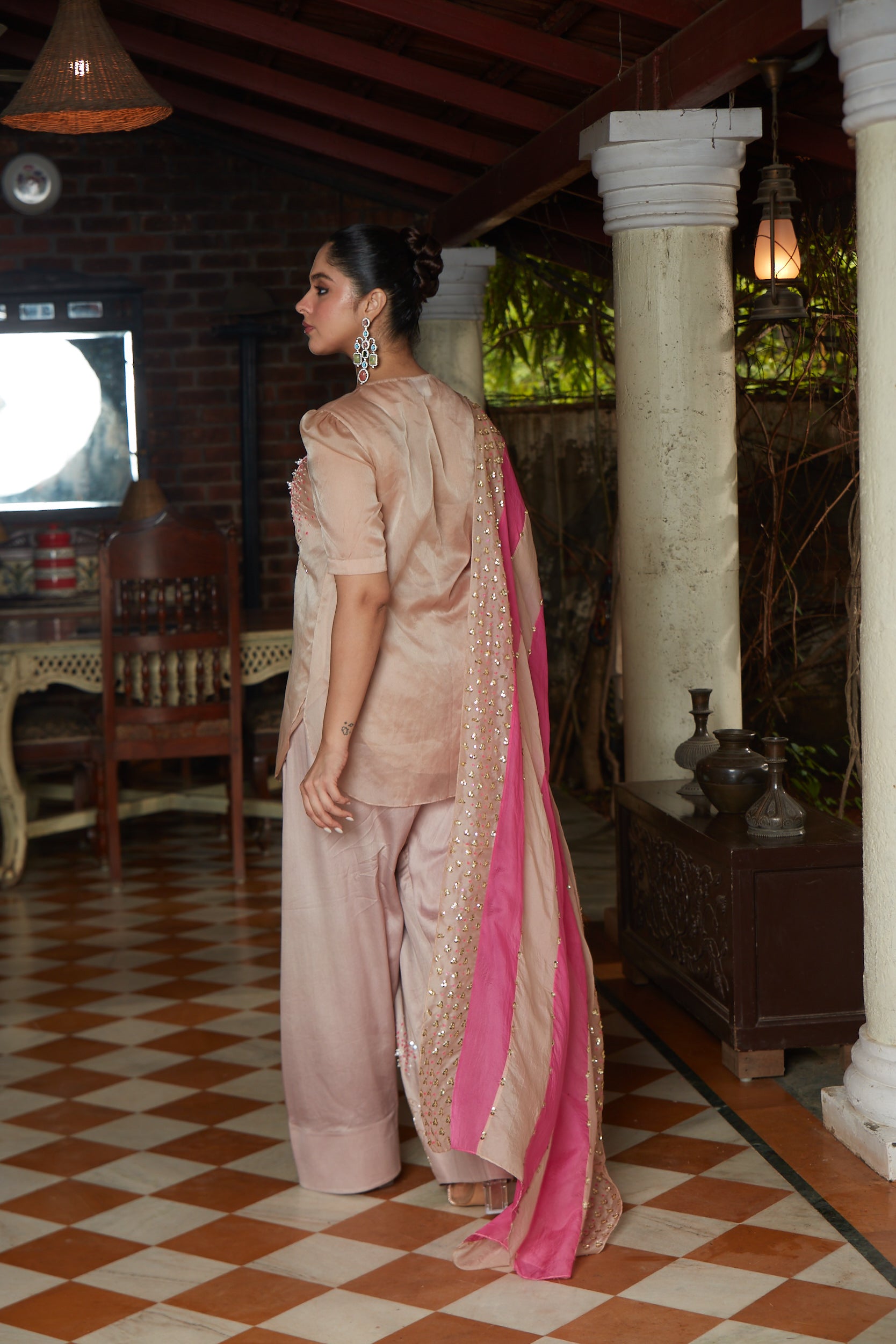 Pink Embroidered Farshi Salwar Set