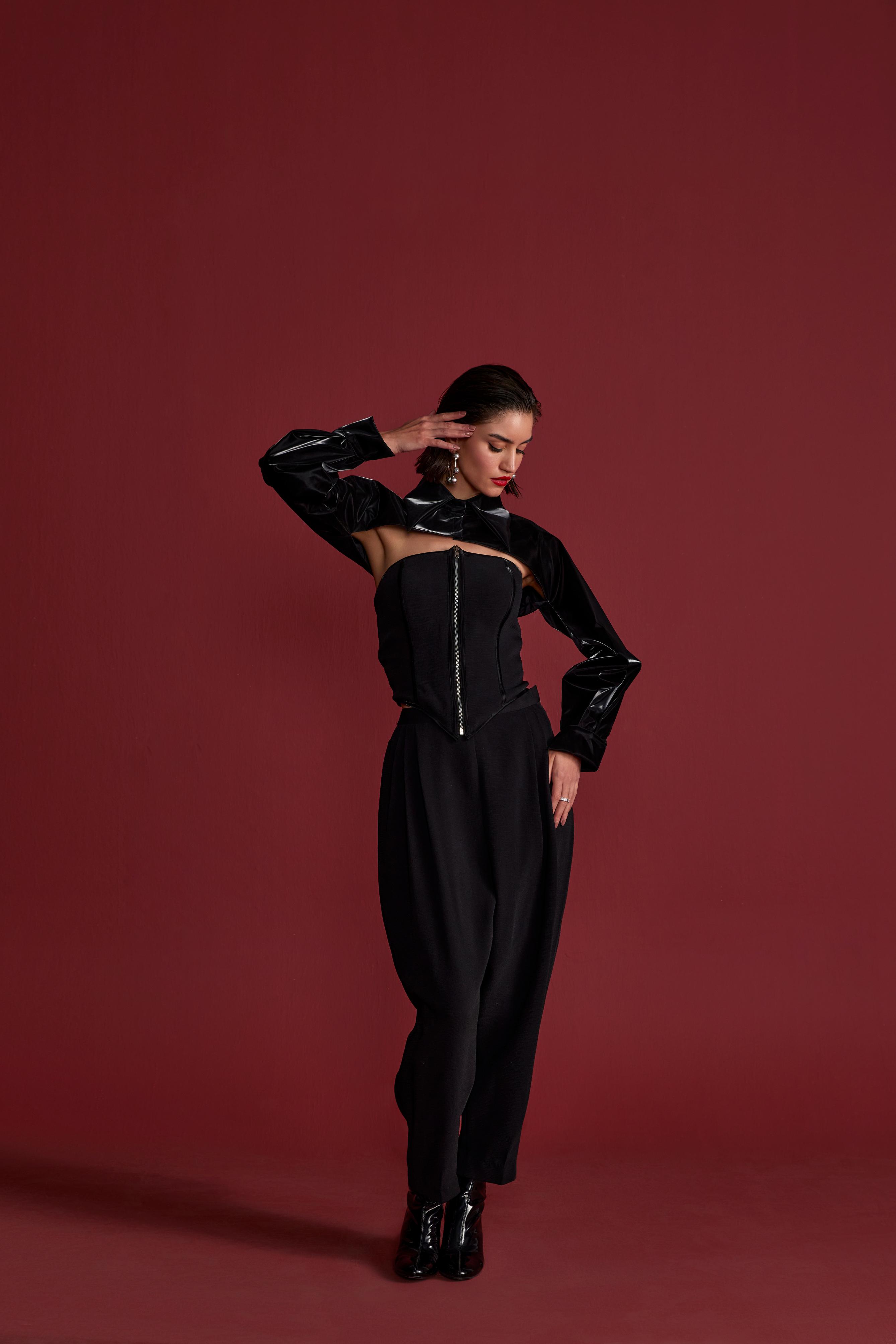 Black Pant Set with Modern Design