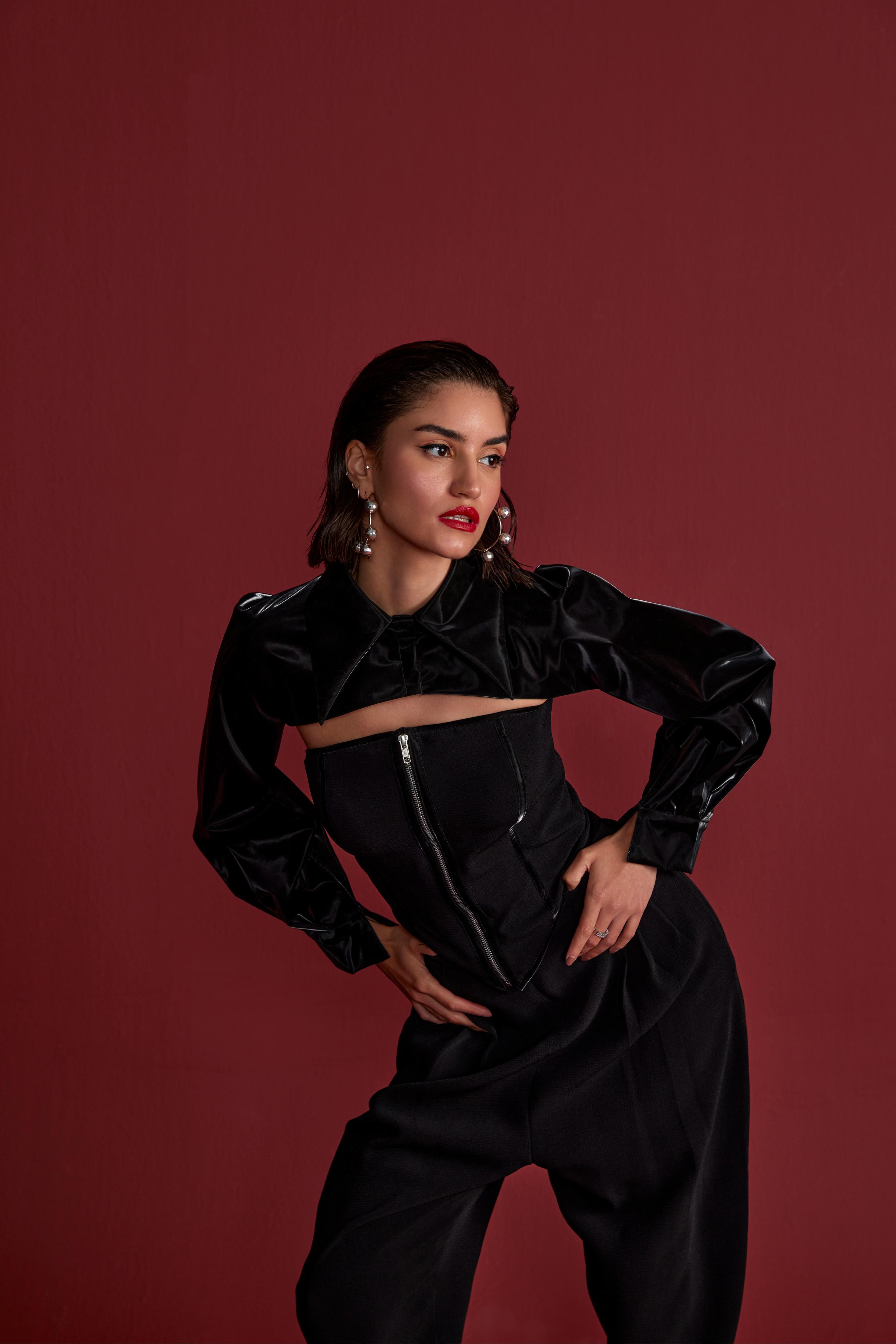 Black Pant Set with Modern Design