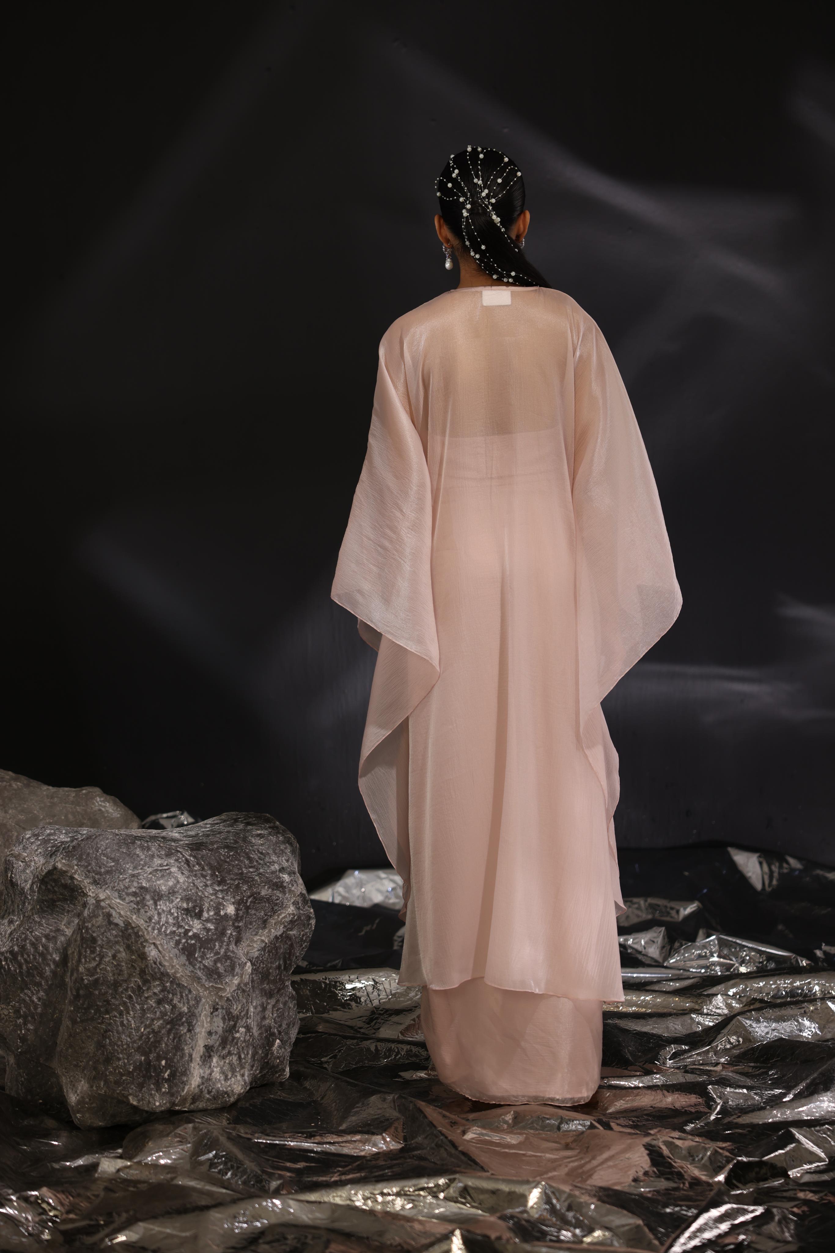 Mouse pink embroidered yoke kaftan