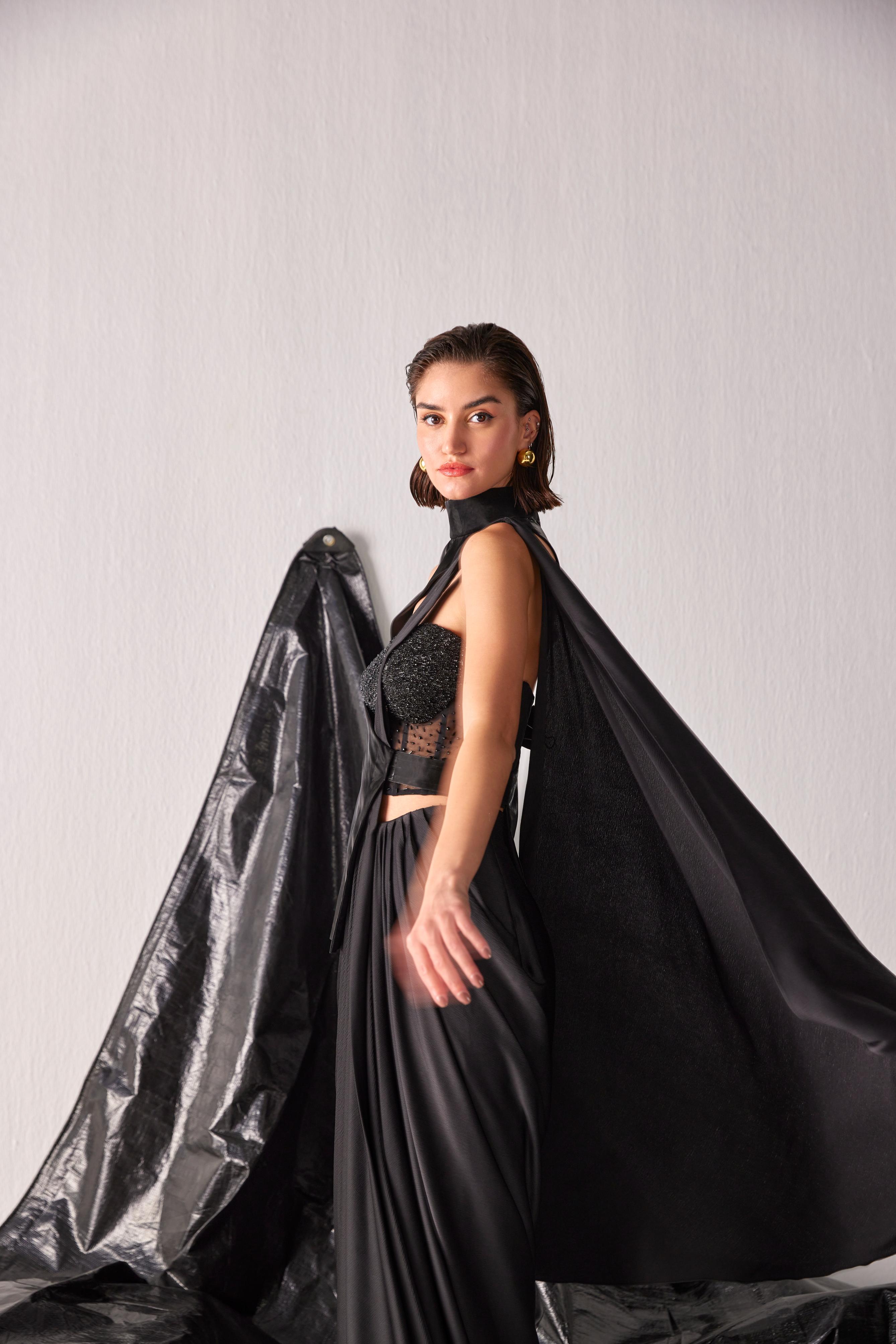 Classy Black Drape Saree