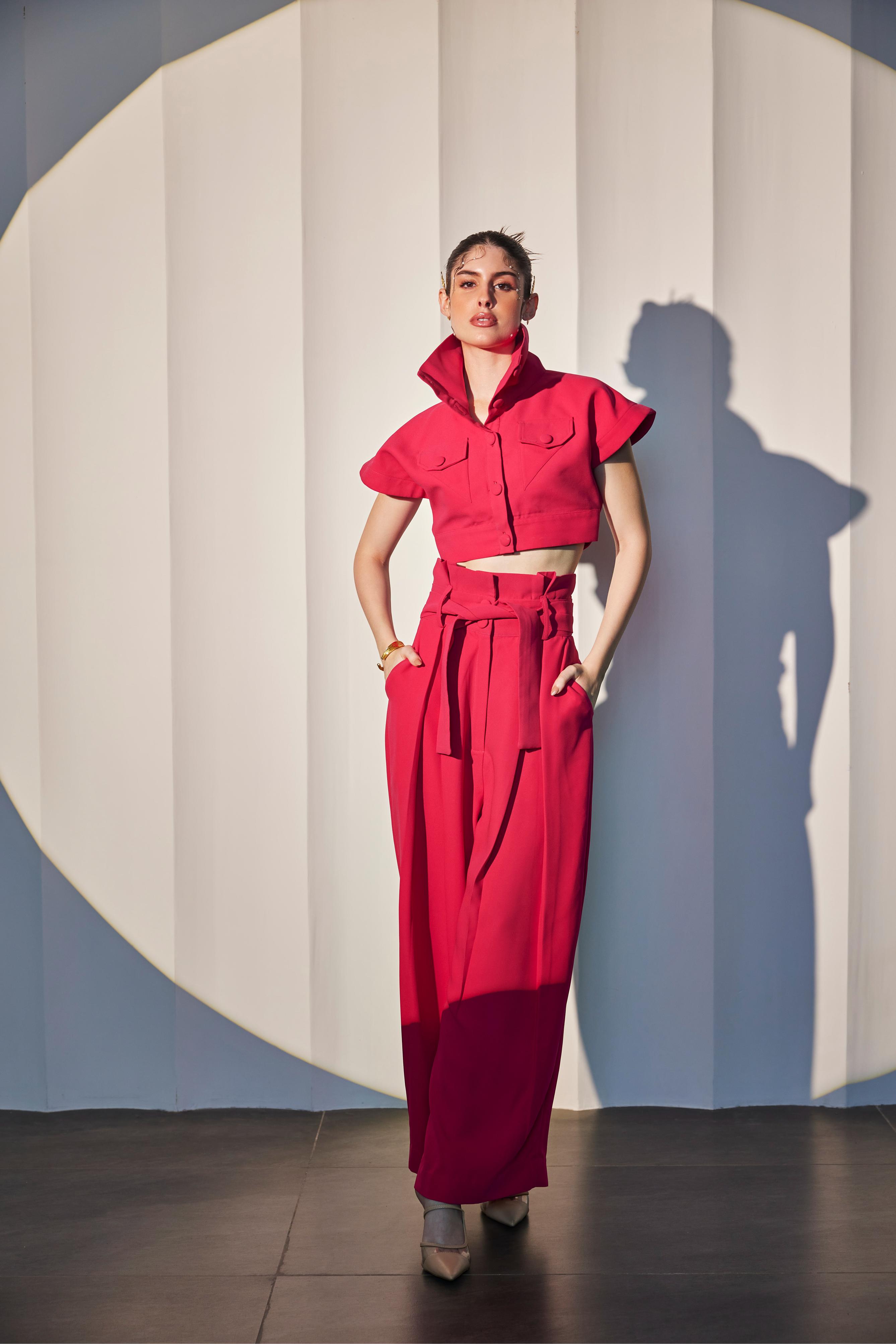 Fuchsia Pink High Neck  Co-Ord Set