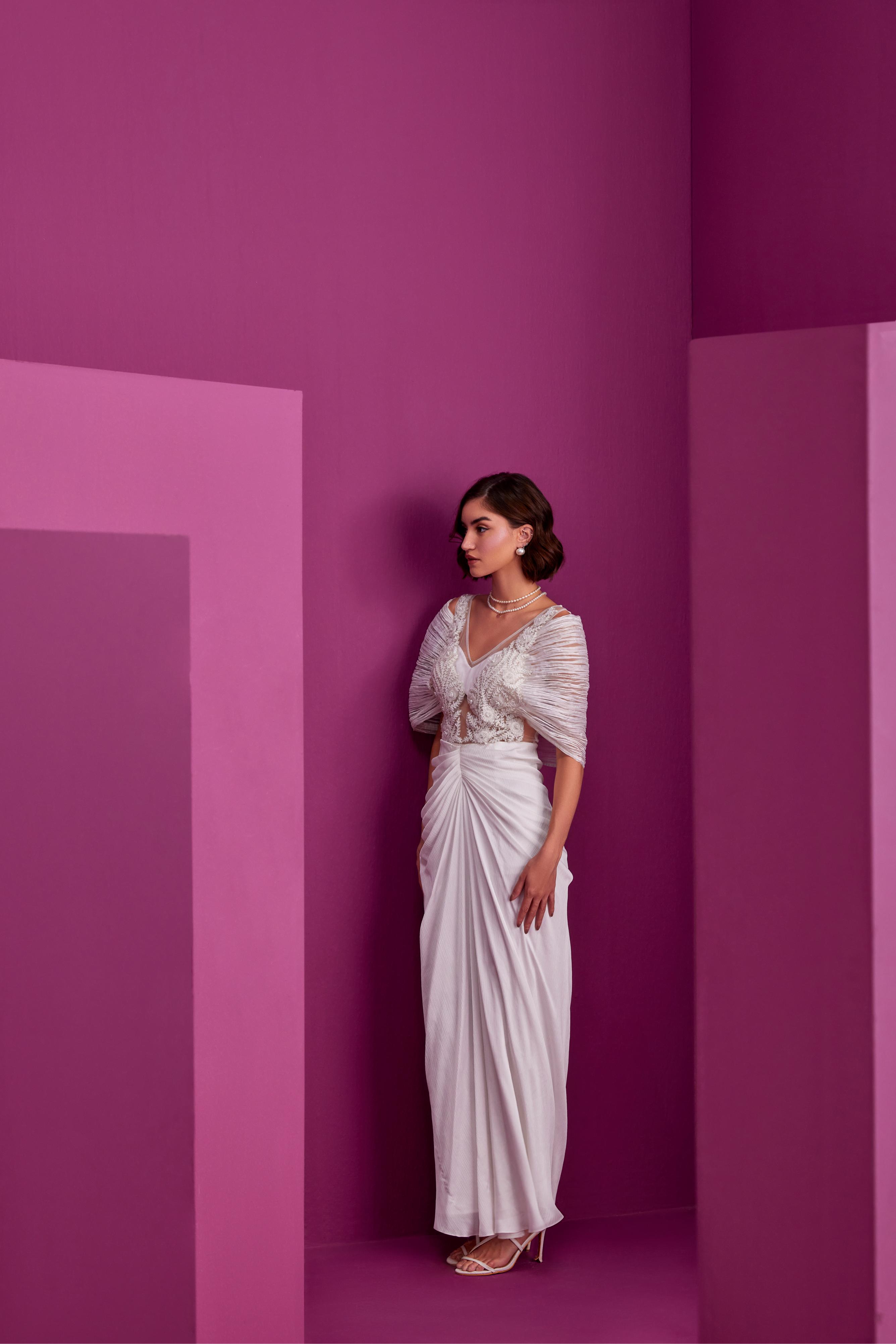 White Glamorous saree