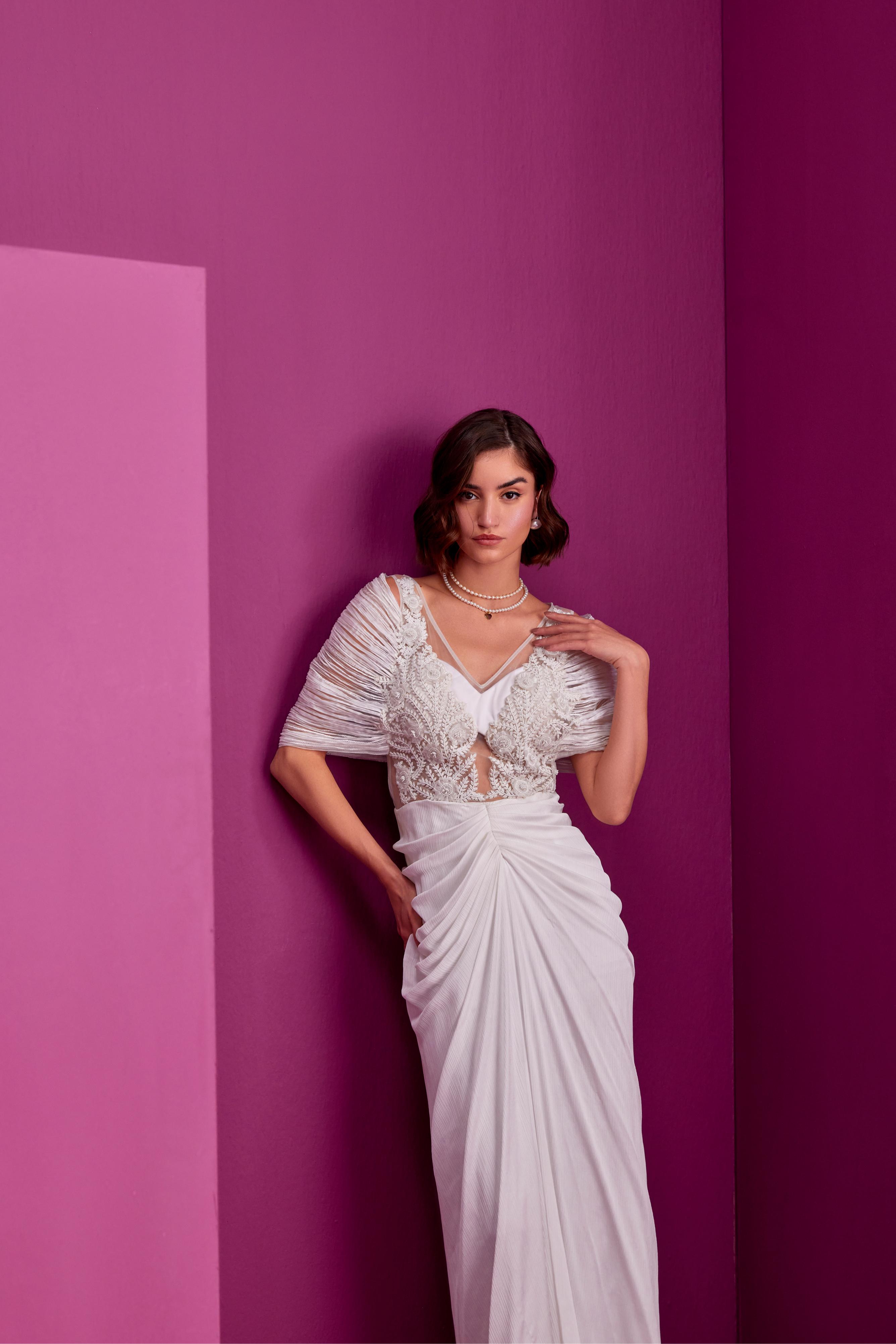 White Glamorous saree