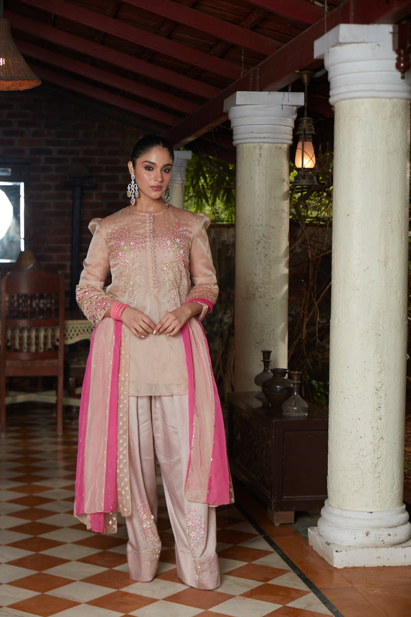 Pink Embroidered Farshi Salwar Set