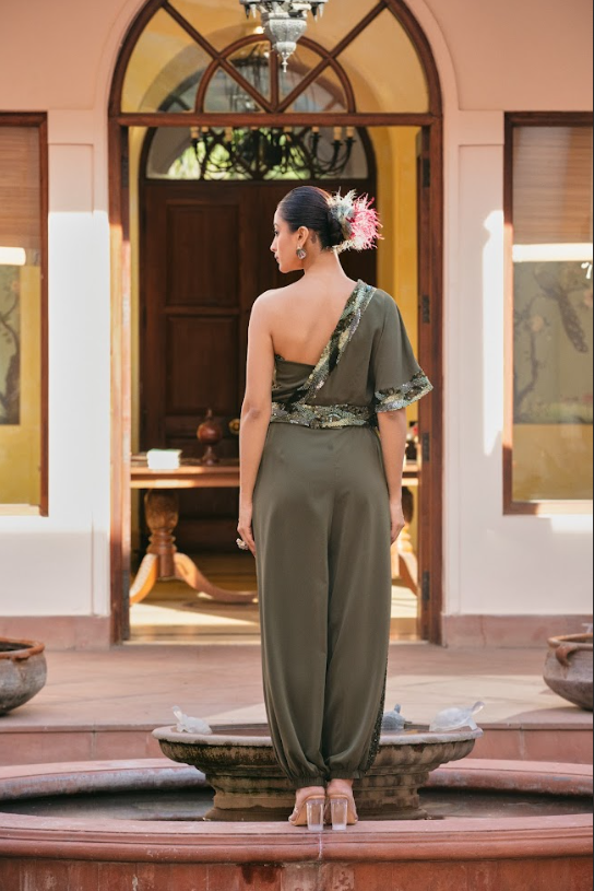 Olive One-Shoulder Jumpsuit