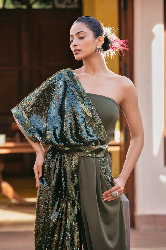 Olive One-Shoulder Jumpsuit