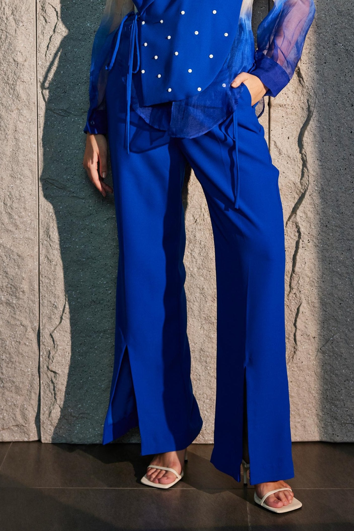 Imperial Blue Front Slit Pant