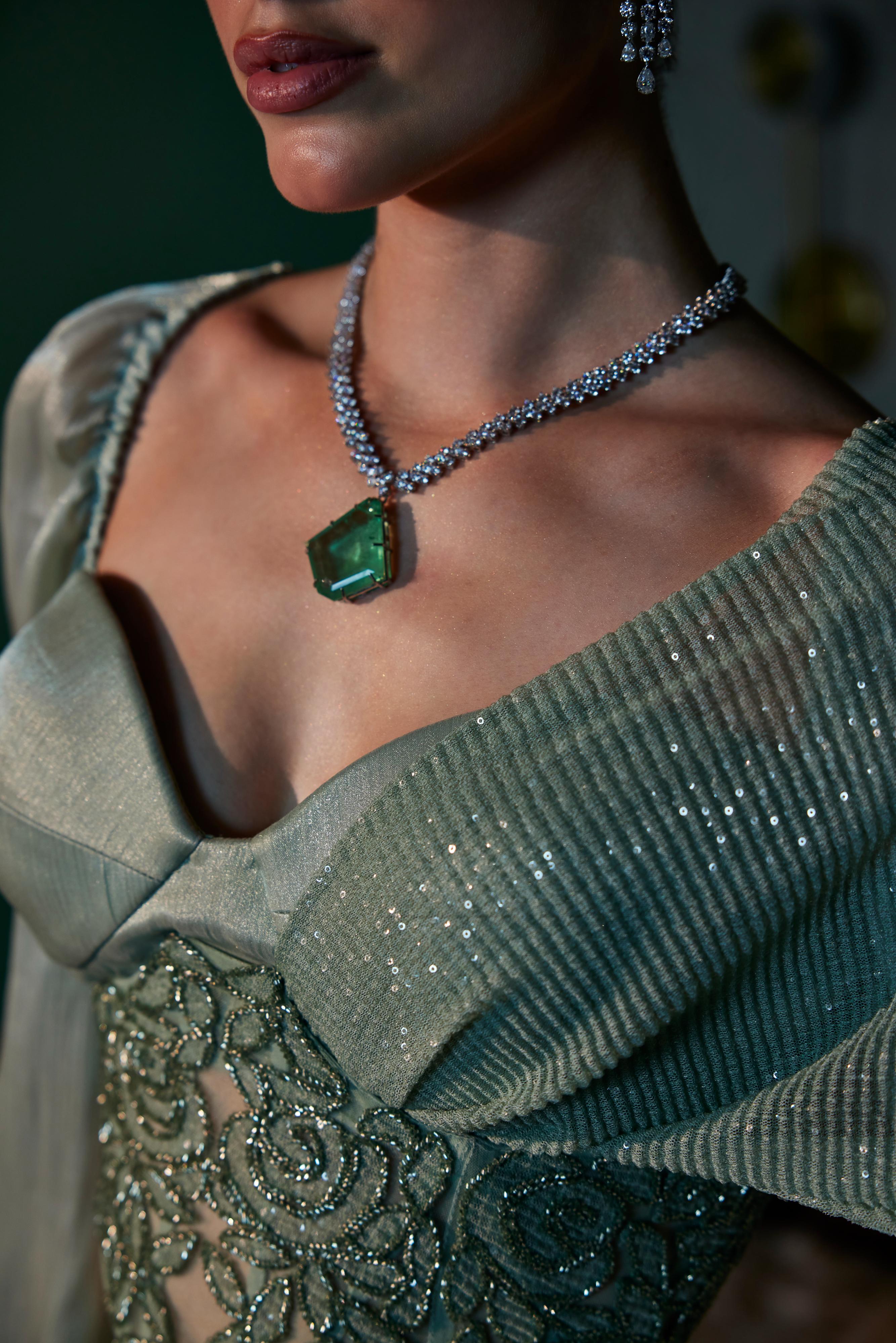 Sage Green  Pre Draped Corset Saree