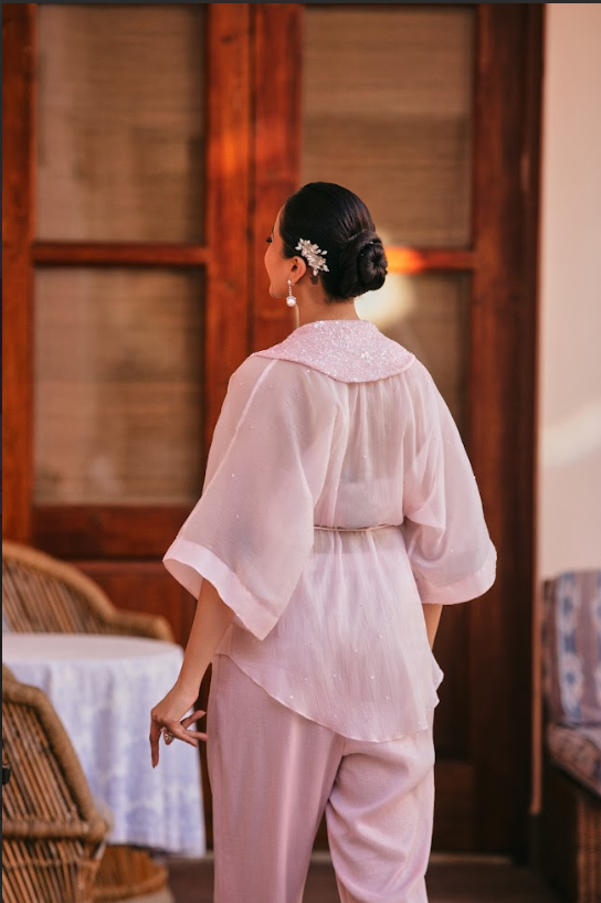 Blush Pink Kimono Kurta Set