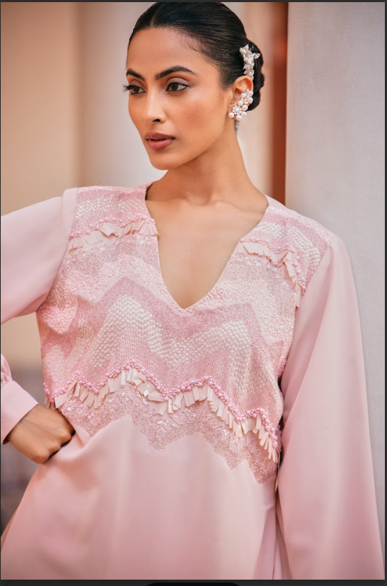 Blush Embroidered Shirt Set
