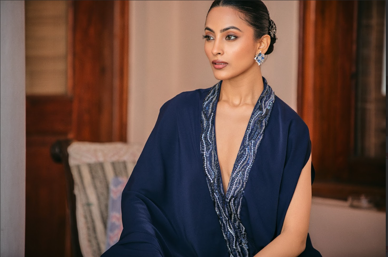 Imperial Blue Yoke Sleeve Shirt Set
