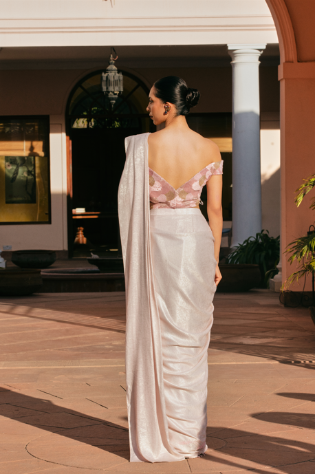 Blush Beaded Saree Set