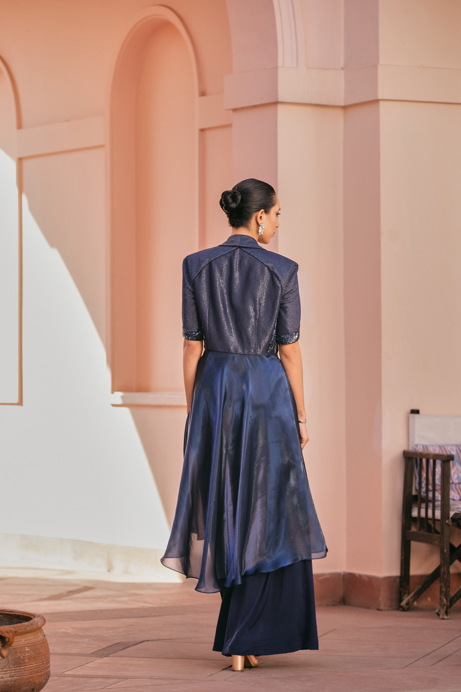 Imperial Blue Flared Pant Jacket Set