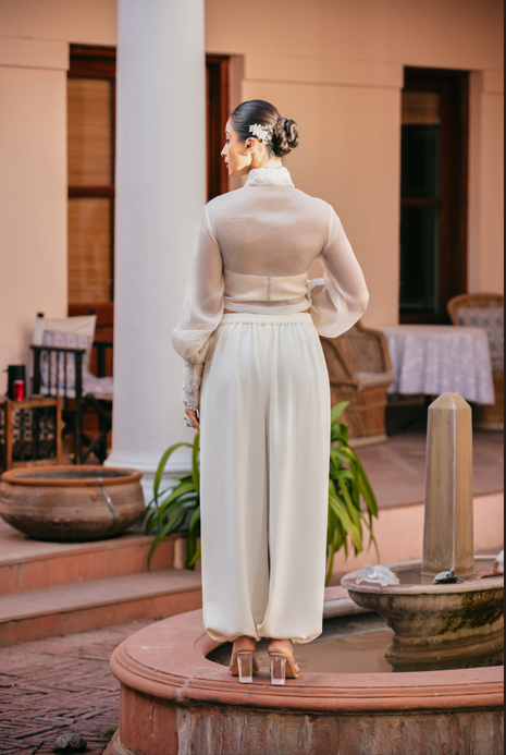 Ivory Embroidered Balloon Pant Set